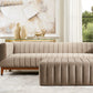 Beige Velvet 3-Seater Sofa