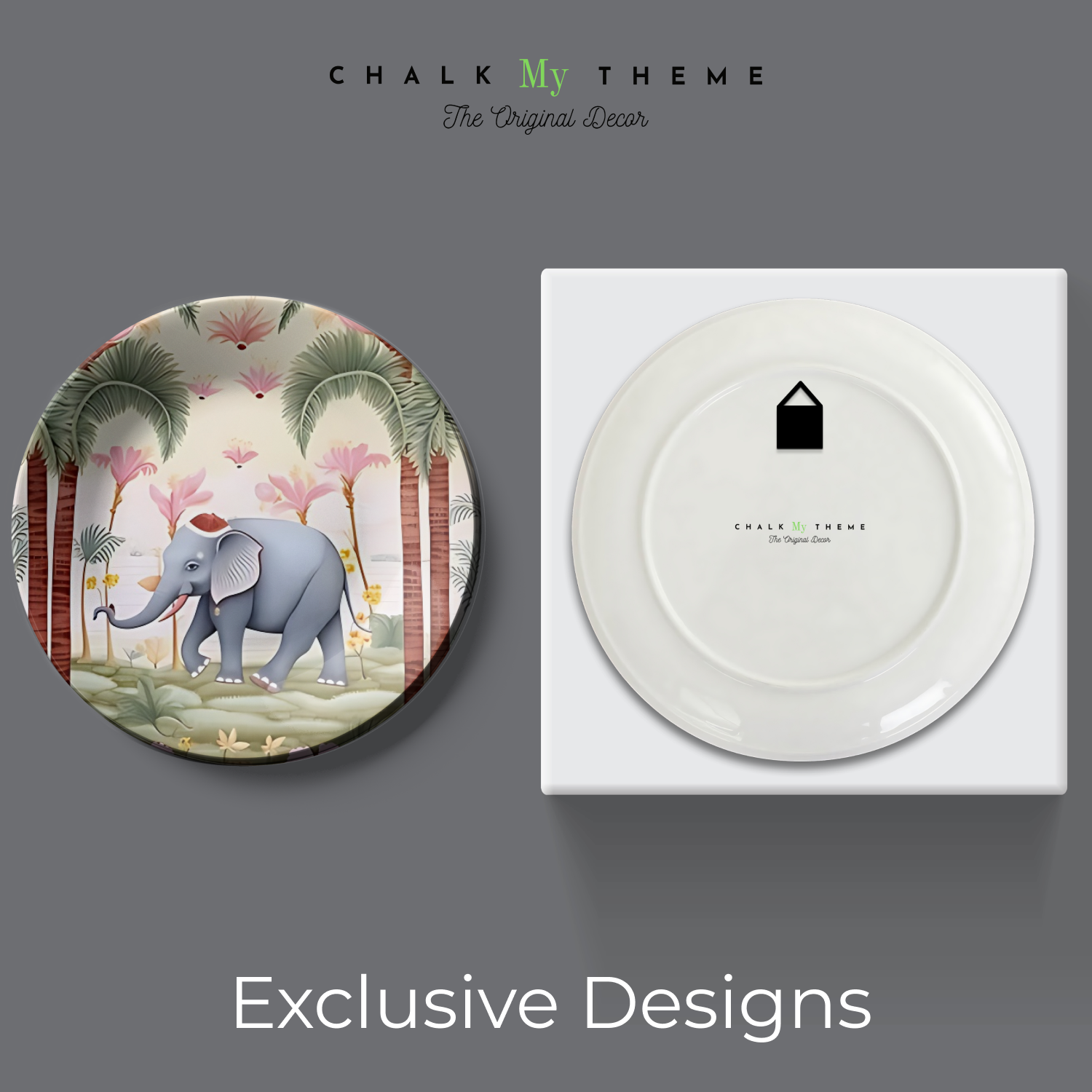 elephant in garden wall plates decor ideas