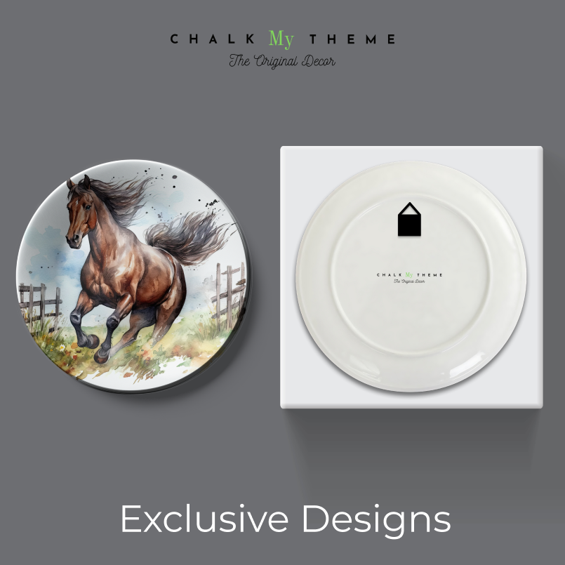 Elegant Set of 5 Farmhouse and Horses Wall Plates Art Décor for Traditional Interiors