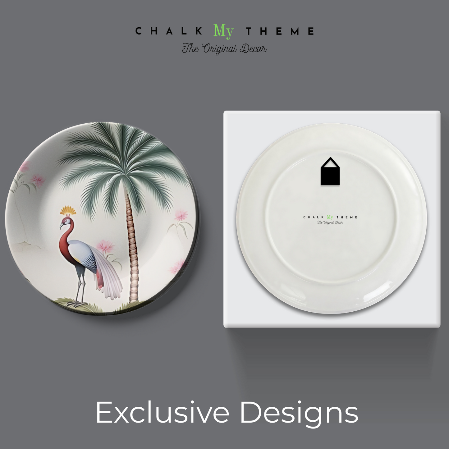 Symbolic peacock decorative wall plates