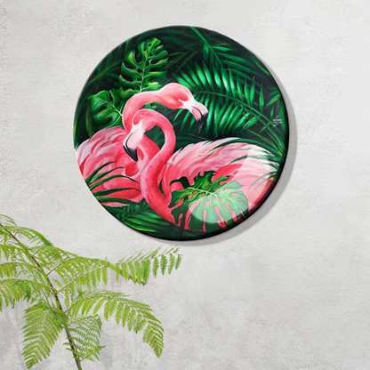 Pink Flamingos Wall Plate Home Décor