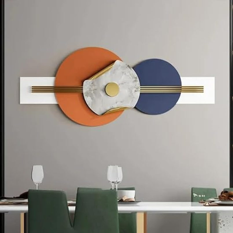 Blue & Orange Modern Layered Metal Wall Art