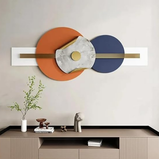 Blue & Orange Modern Layered Metal Wall Art