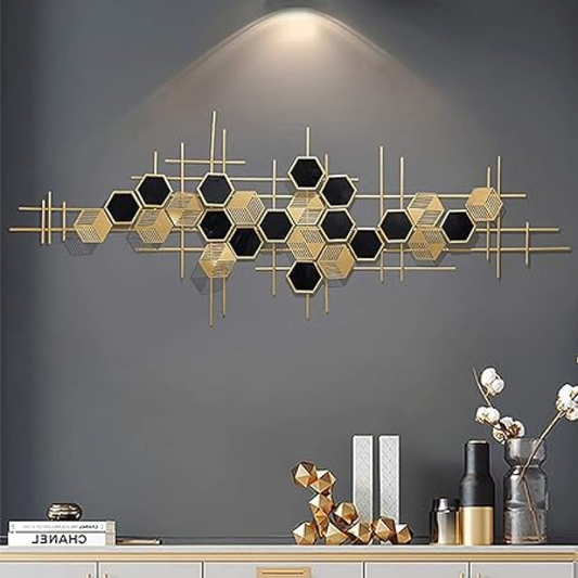 3D Honeycomb Luxurious Metal Wall Art