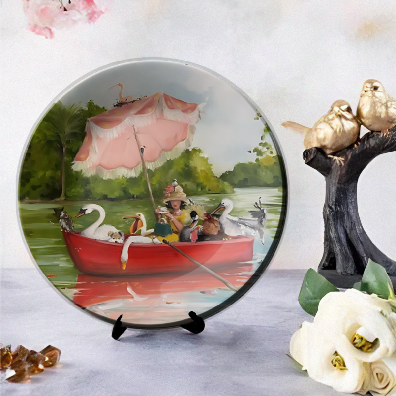 beautiful lake ceramic decorative plates to hang on wall