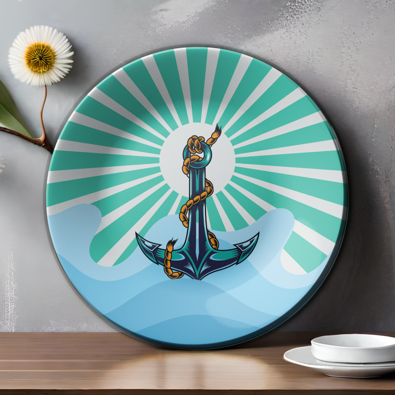 blue Nautical Marine Ship Boat Anchor  wall plate design