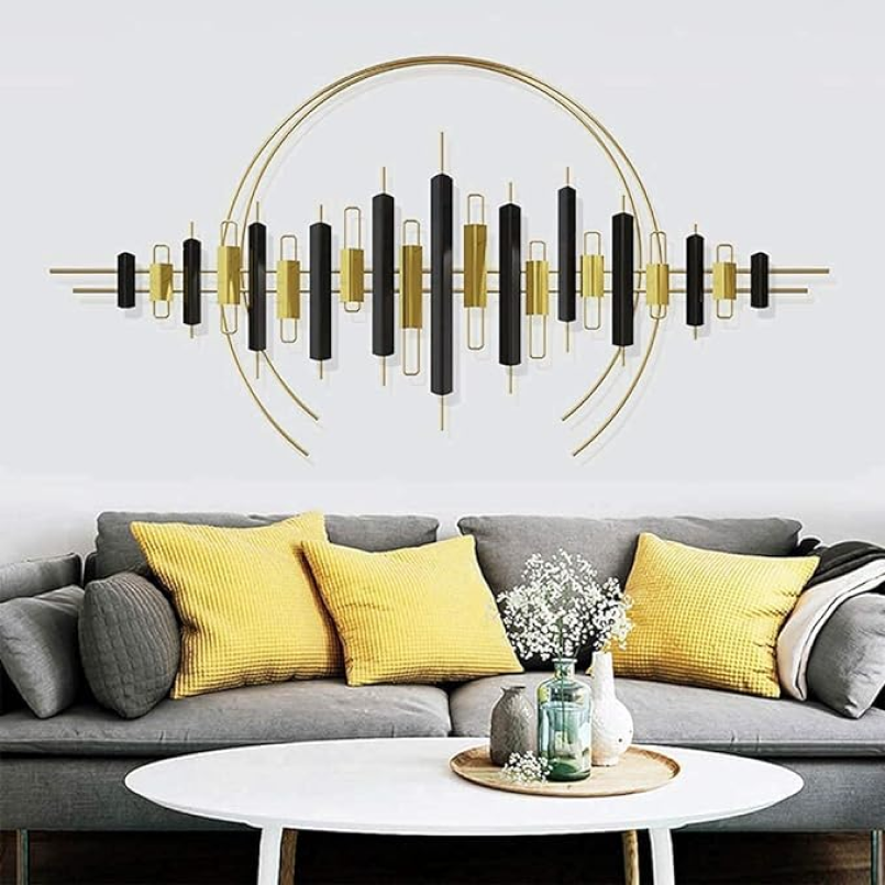 Black and Gold Music Wave 3D Metal Wall Art