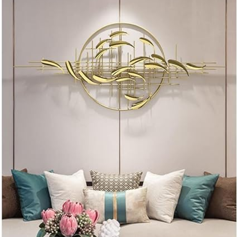 Modern Golden Fishes Metal Wall Art Sculpture