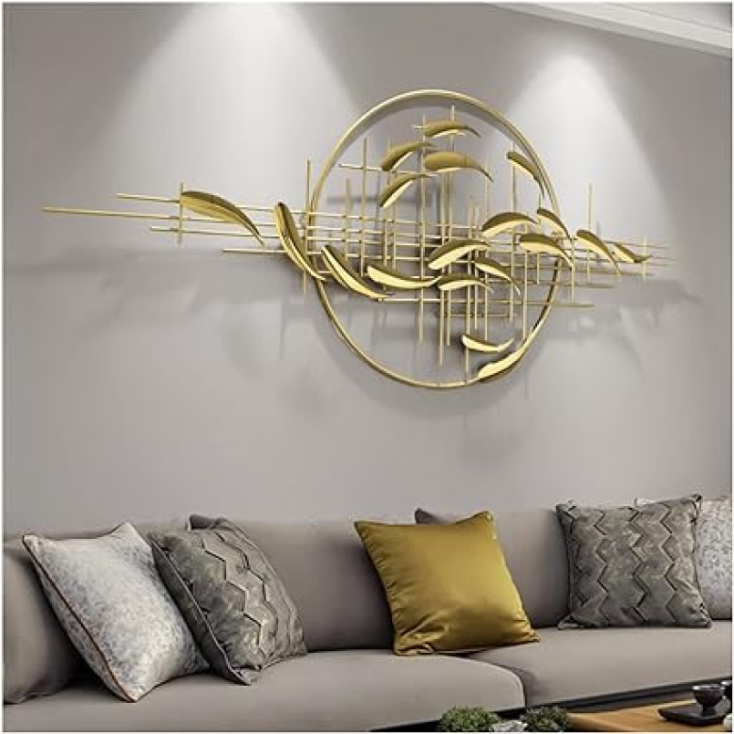 Modern Golden Fishes Metal Wall Art Sculpture