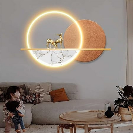 Deer Walking on Moon 3D Lamp Metal Wall Art