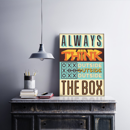 Always Think Outside The Box Vintage Wood Print Wall Art