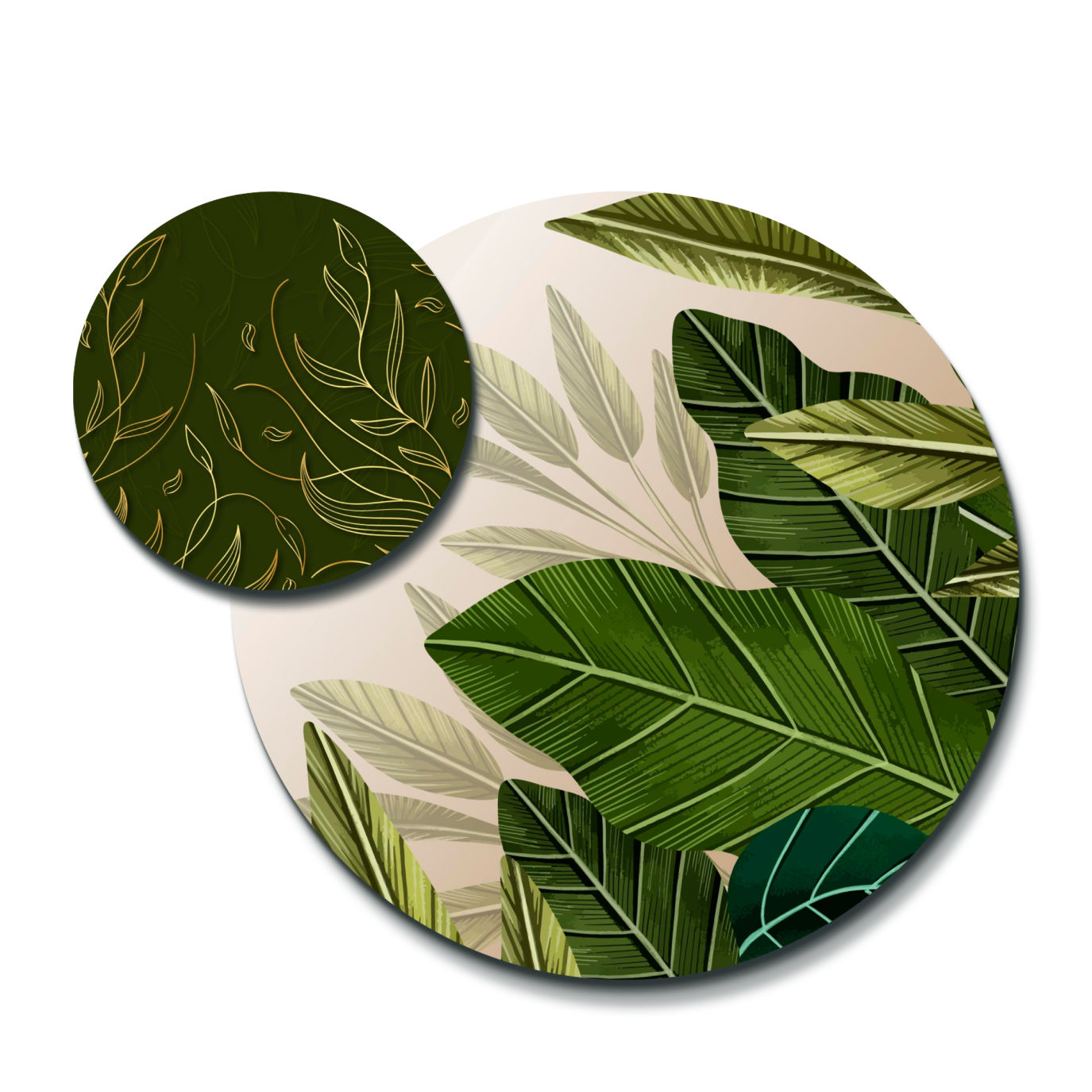 Tropical Leaves Round Wood Print Wall Art