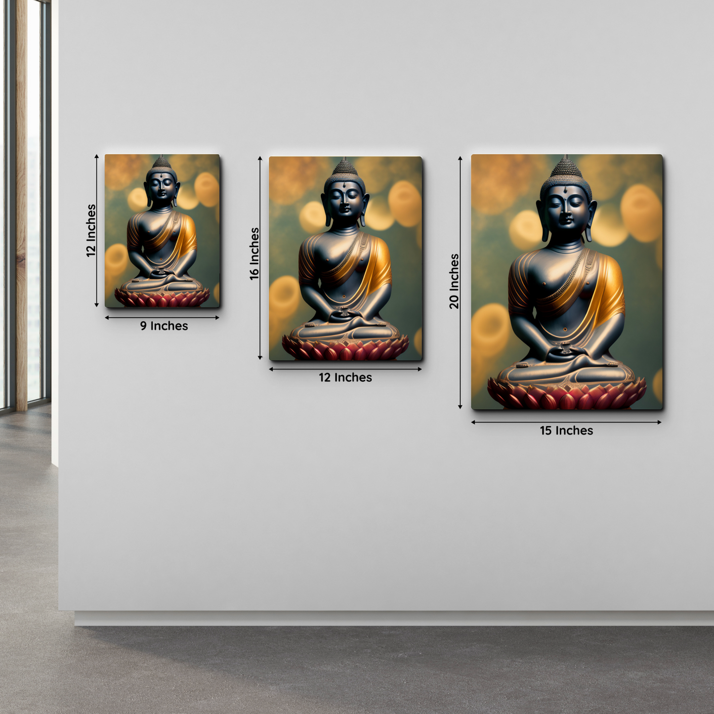 Buddha Meditating in Lotus Wood Print Wall Art