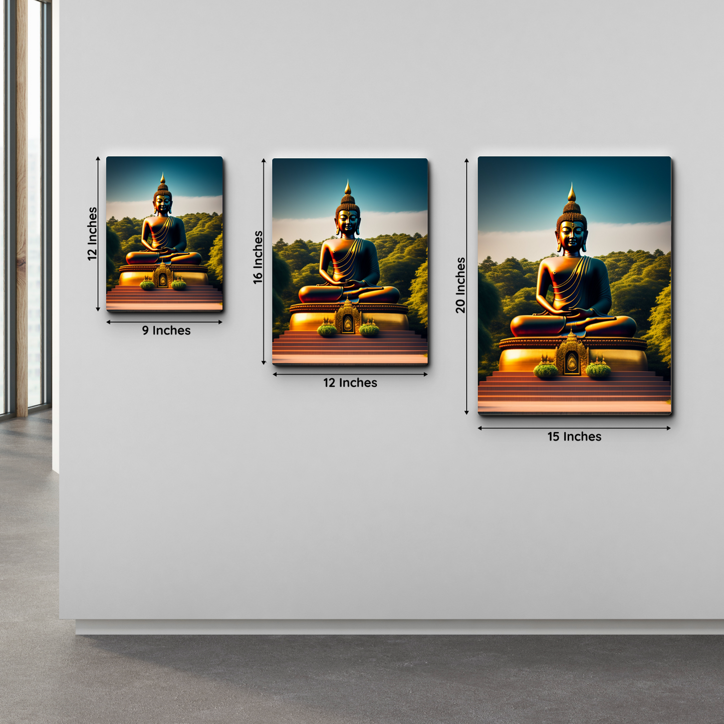 Buddha Meditating in Mountains Wood Print Wall Art