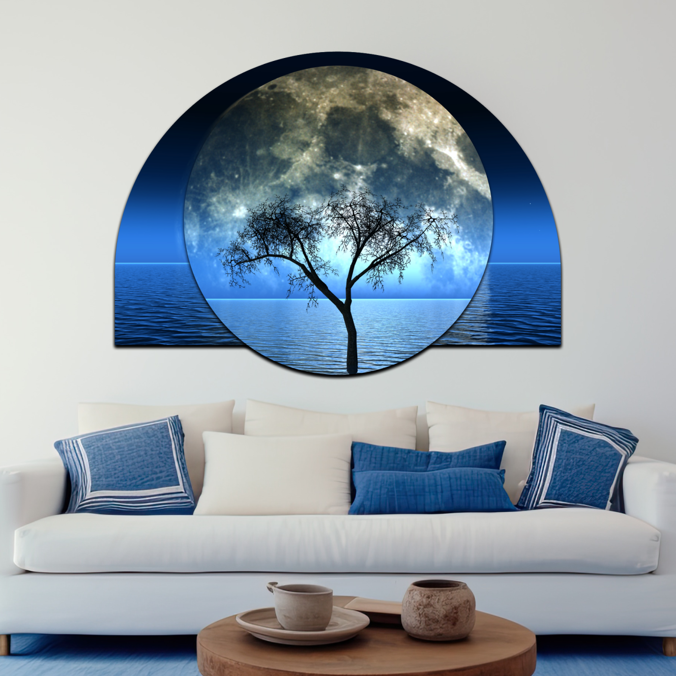 Blue Ocean Moon Wood Print Wall Art