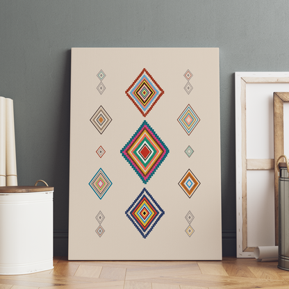 Geometric Diamonds Boho Wood Print Wall Art