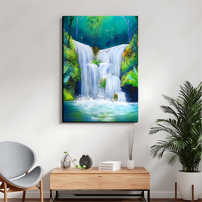 Waterfall Good Luck Wall Art Luxury Painting