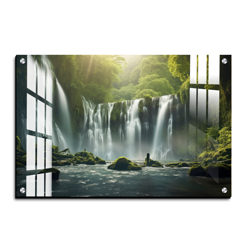 Beautiful Waterfall Landscape Wood Print Vastu Wall Art