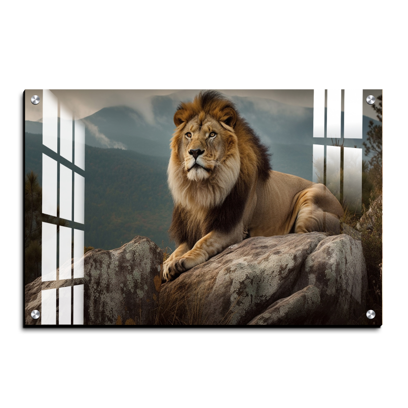 Lion Wood Print Wall Art