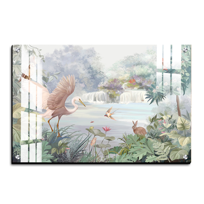 Beautiful Nature With Animals and Birds Wood Print Wall Art