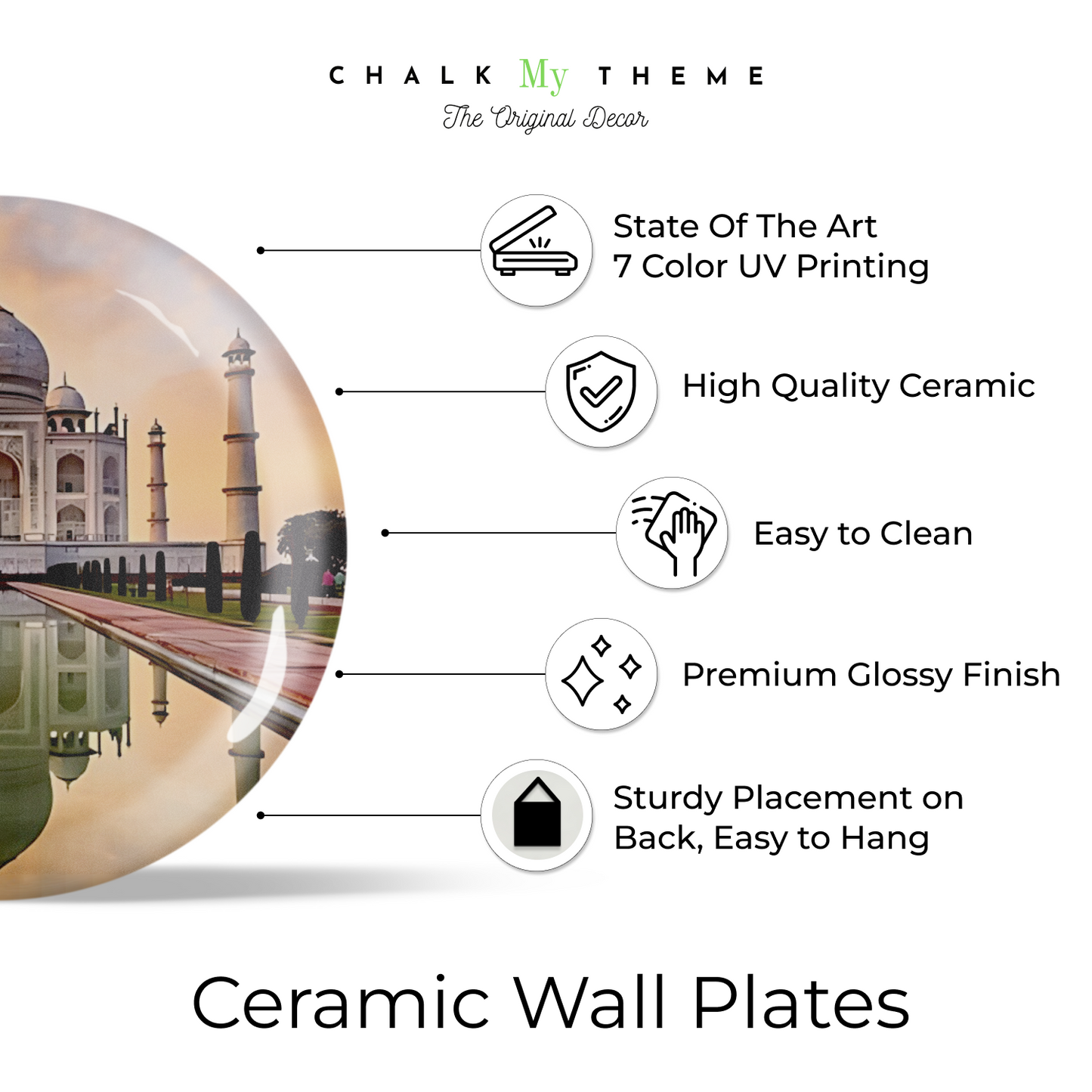 Artisanal Indian Structure Taj Mahal and Royal Palace Wall Plates Décor Collection 