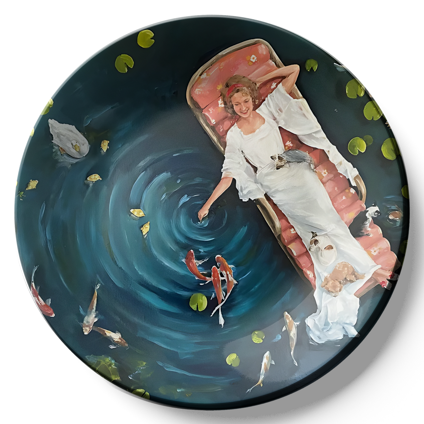Elegant ceramic wall hanging the water garden plates for business