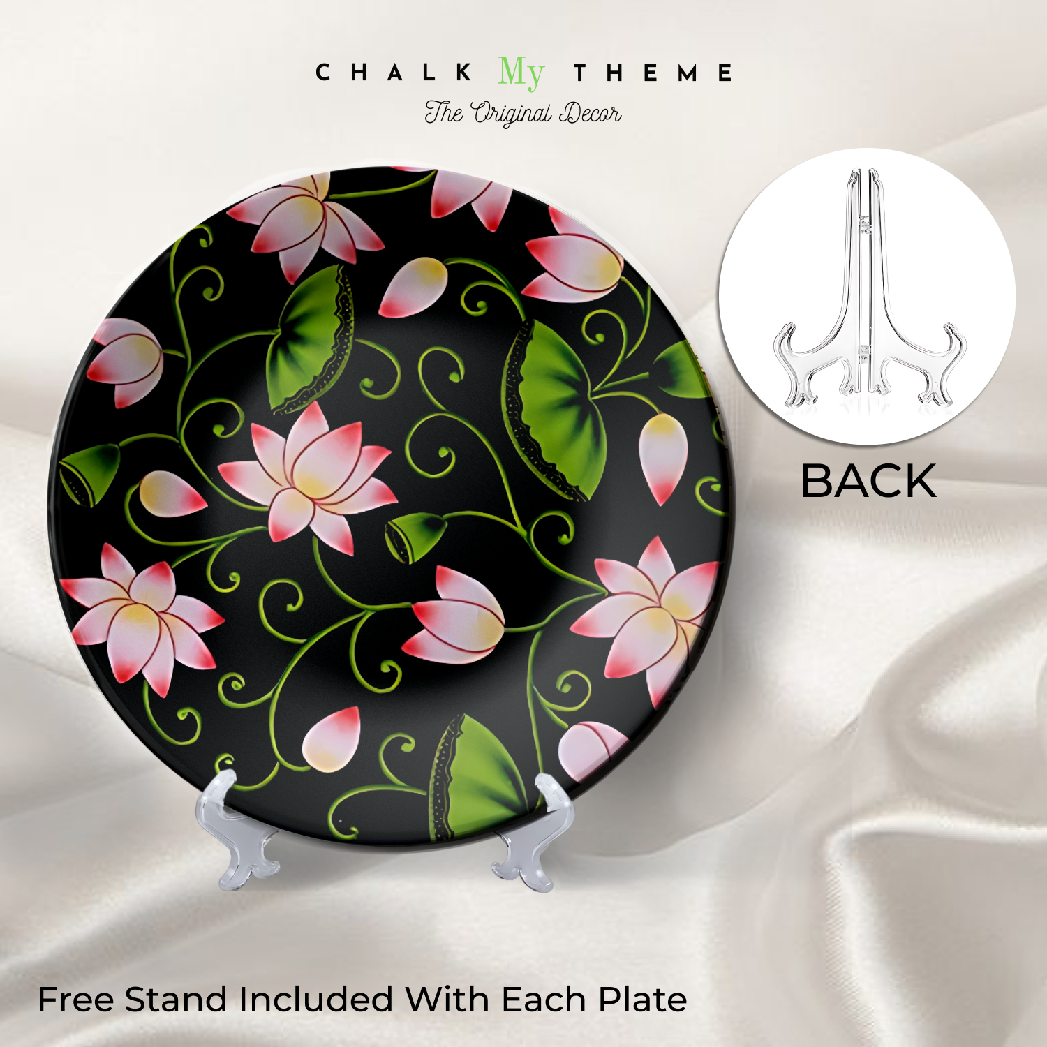 Elegant wall plate featuring lotus and leaves for business