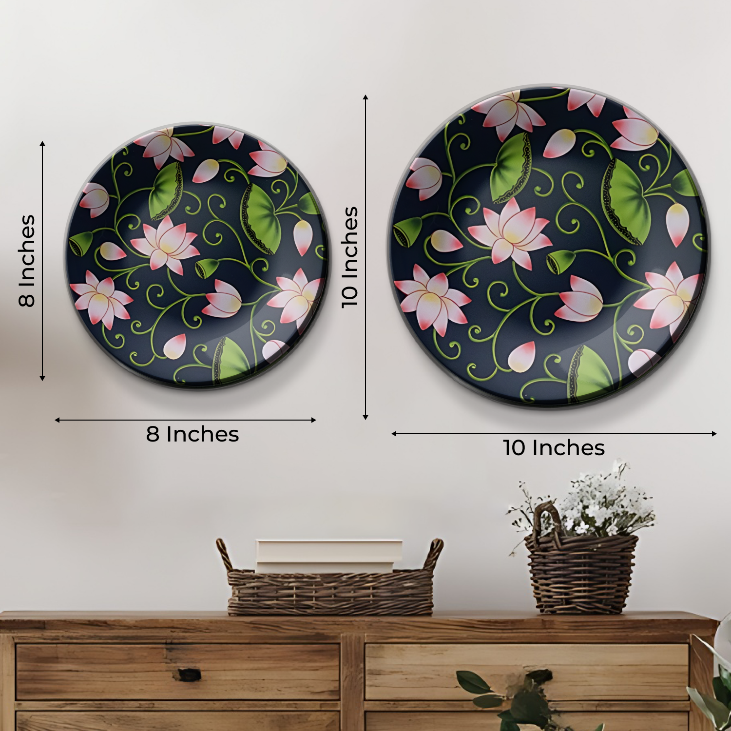 decorative Floral ceramic  plate art on wall