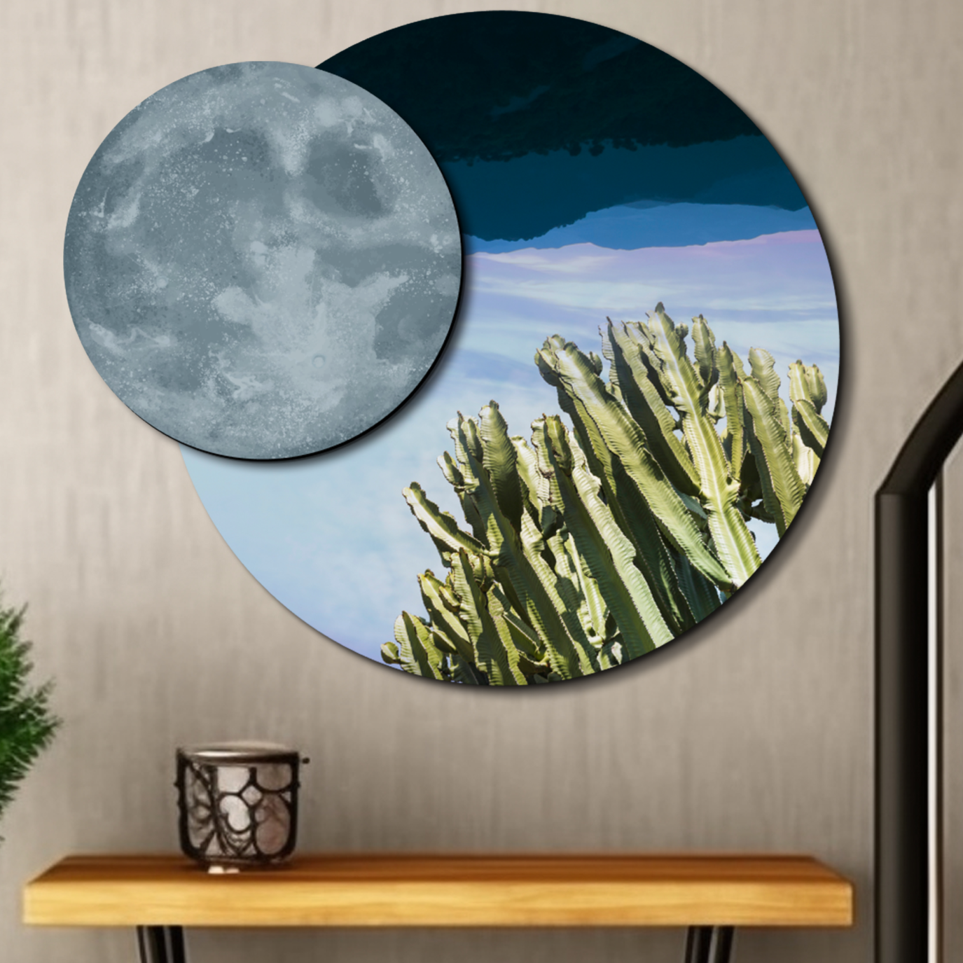 Sky and Earth Landscape Round Wood Print Wall Art