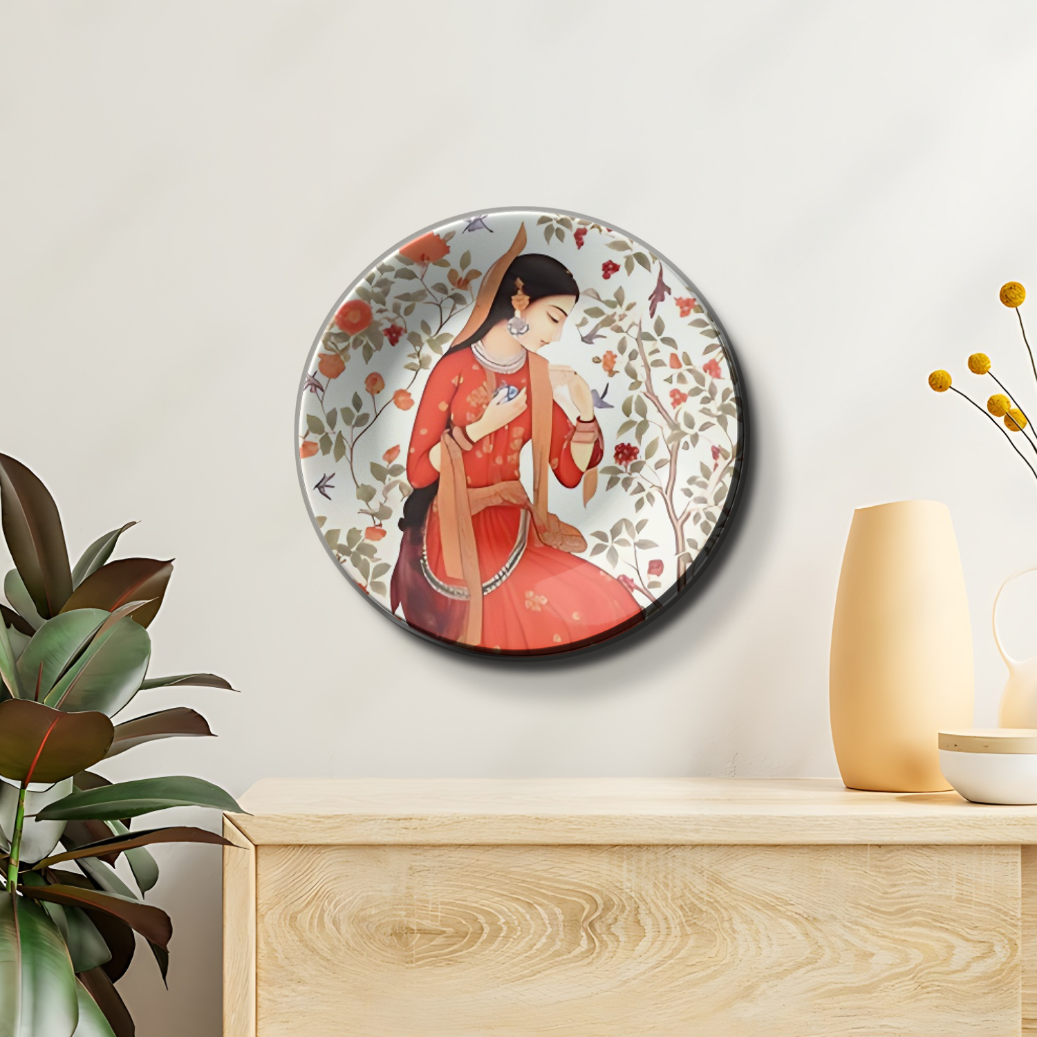 Woman in Red Dress ceramic plates decorative wall