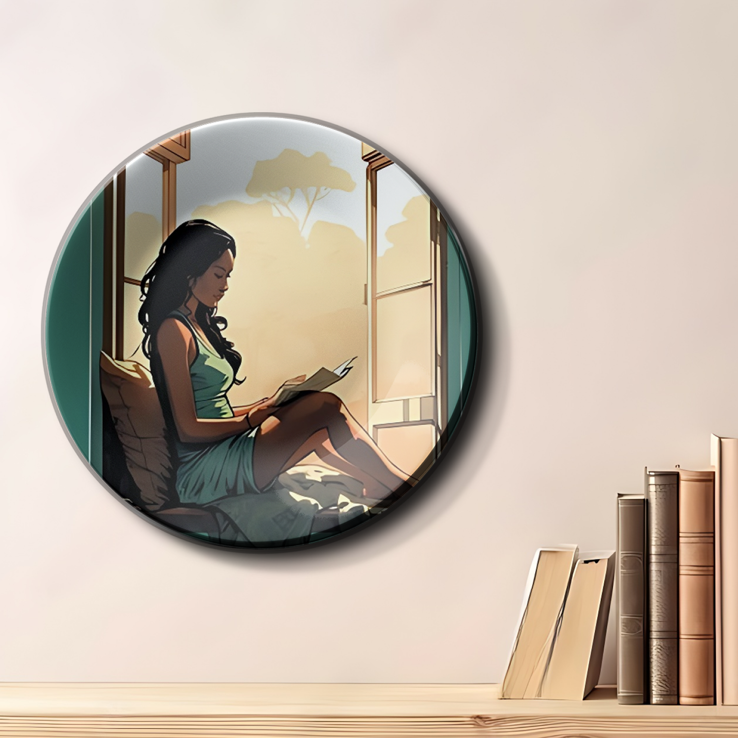 woman reading clipart vintage wall plates