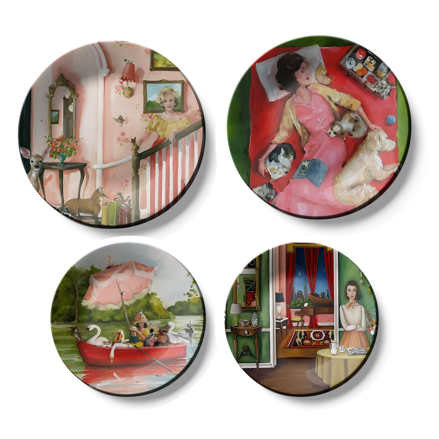 beautiful designs of set of 4 home decor wall plates