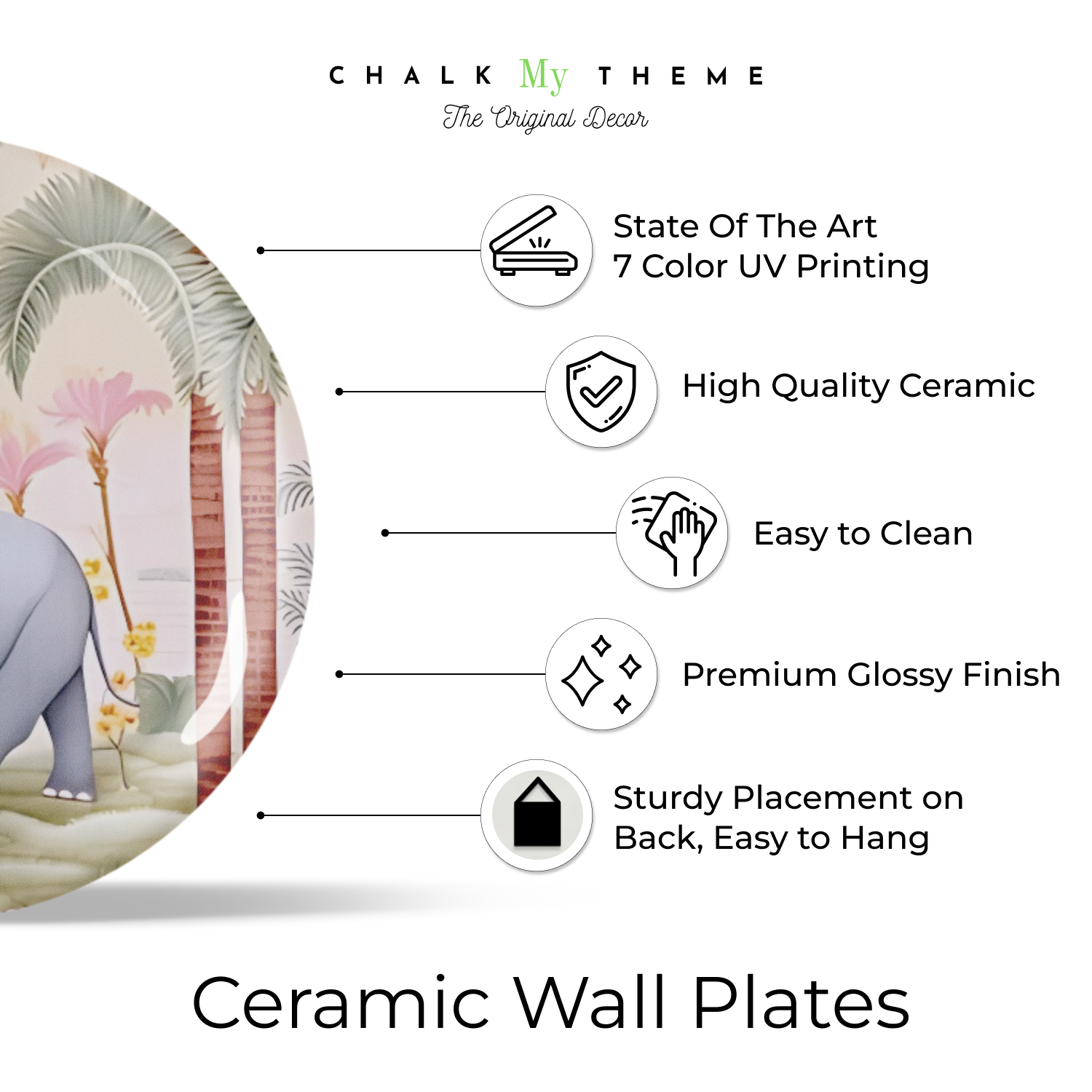 unique elephant in garden ceramic wall hanging plates for business 