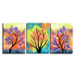 Colorful Botanical Wood Print Wall Art Set of 3