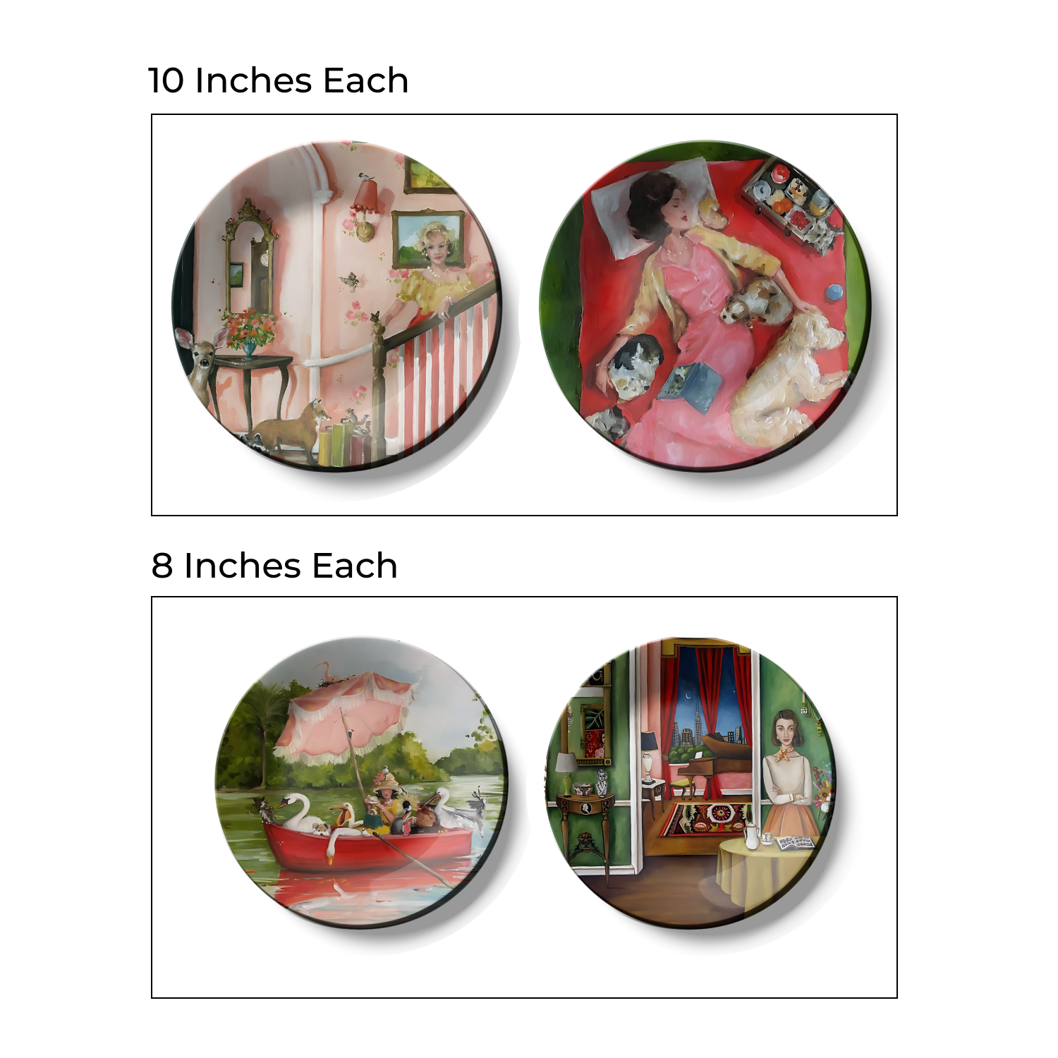 modern 10 inches decorative hanging plates on wall 