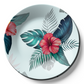 Tropical Leaf and Flower Ceramic Wall Plate Home Décor