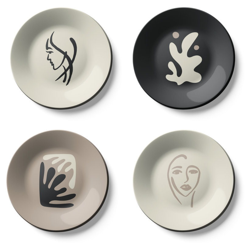 Set of 4 Minimalistic Art Clam Luxury Wall Plates for home decor