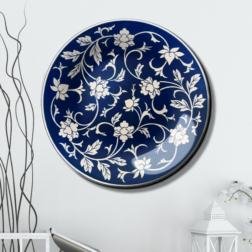 Oriental Blue White Wall Hanging Plate