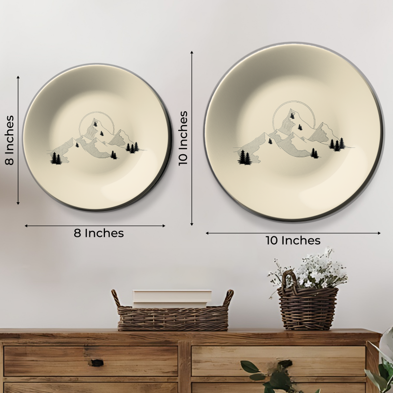 Serene landscape motifs wall plates set