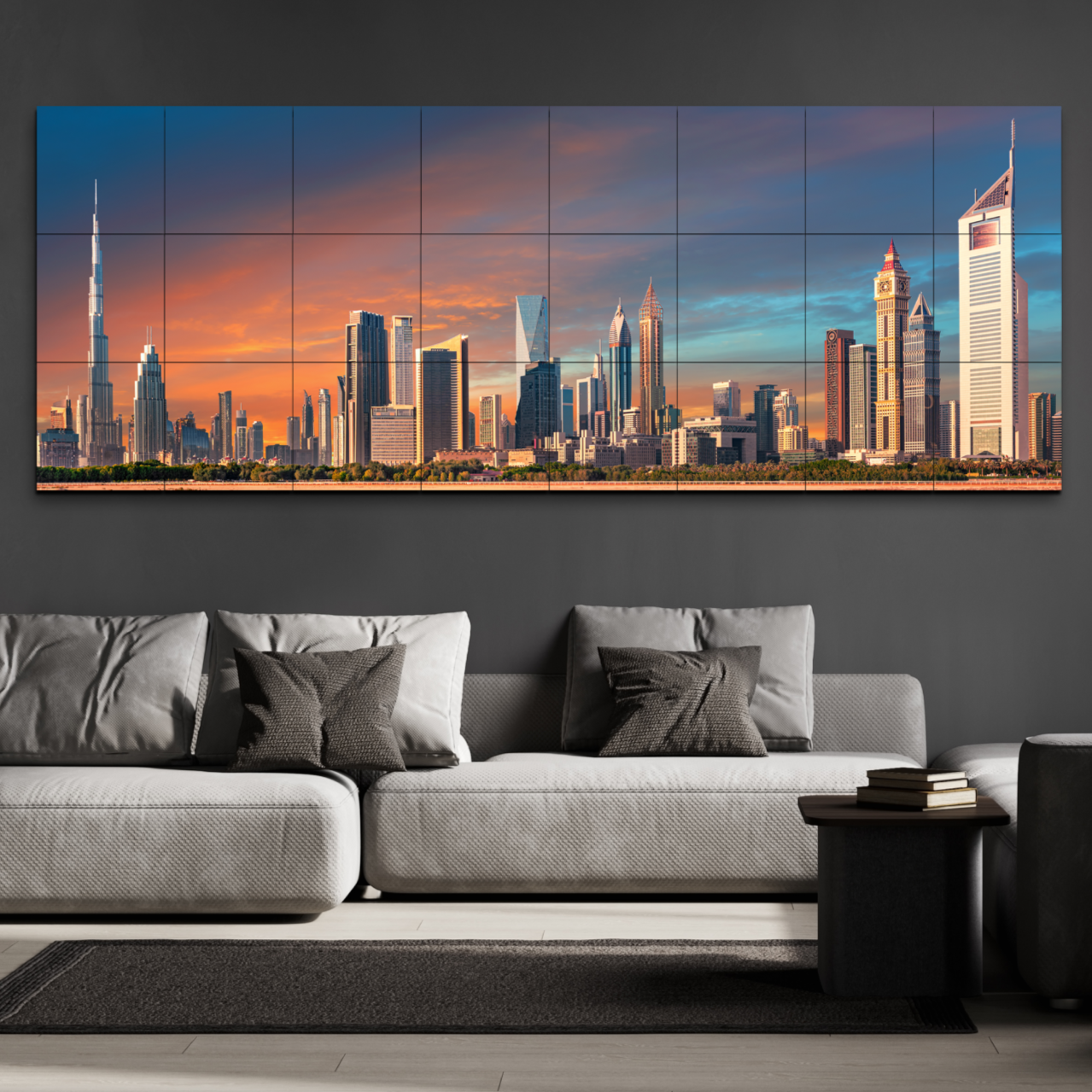 Dubai Skyline Wood Print Wooden Wall Tiles Set – Chalk My Theme