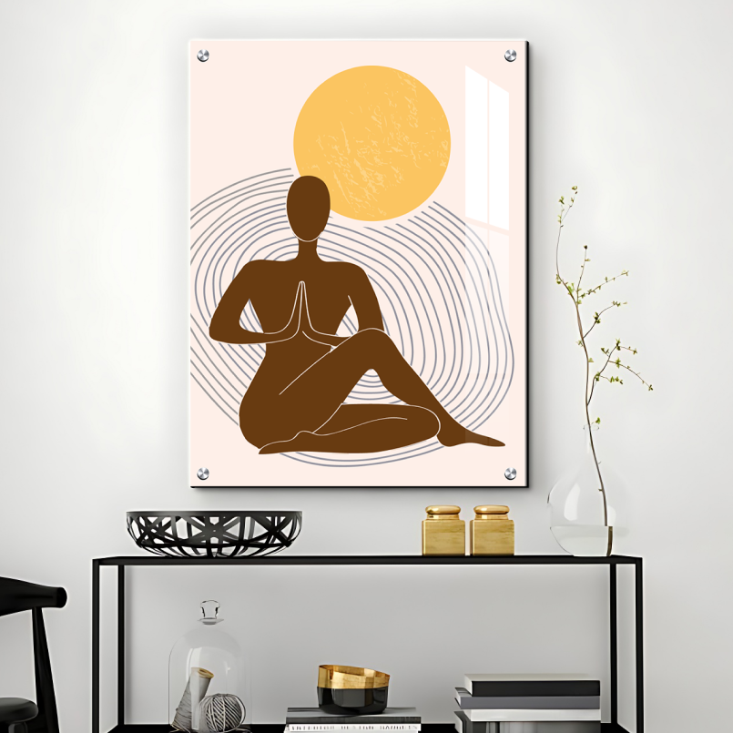 Yoga Wood Print Wall Art Boho