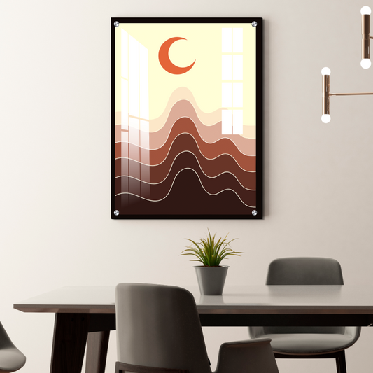 Crescent Moon Ombre Wood Print Wall Art