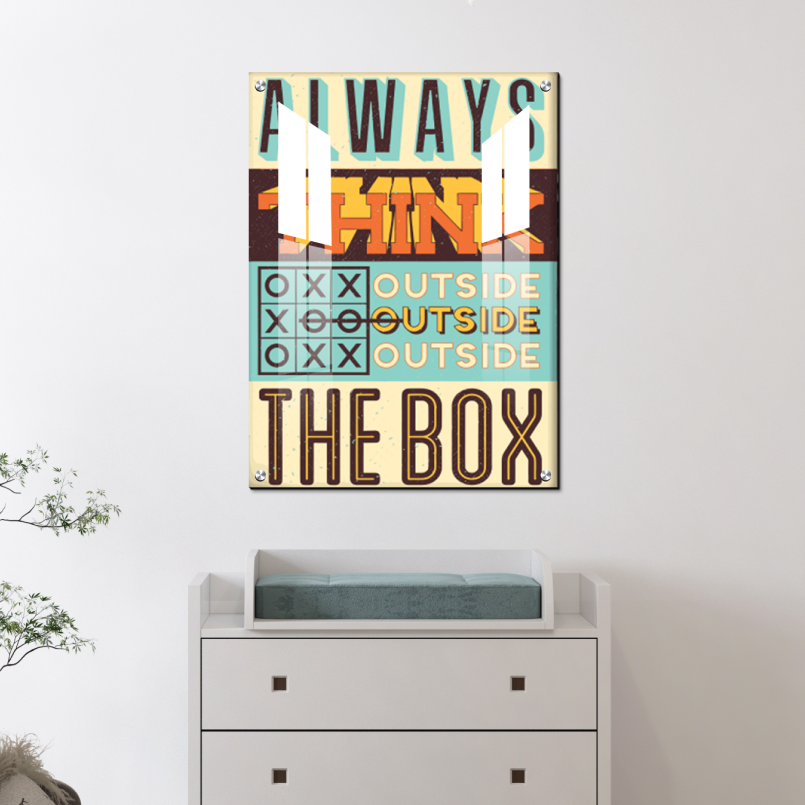 Always Think Outside The Box Vintage Wood Print Wall Art