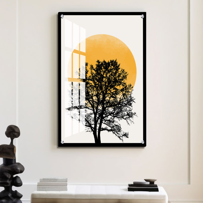 Sunset Boho Beige Wood Print Wall Art