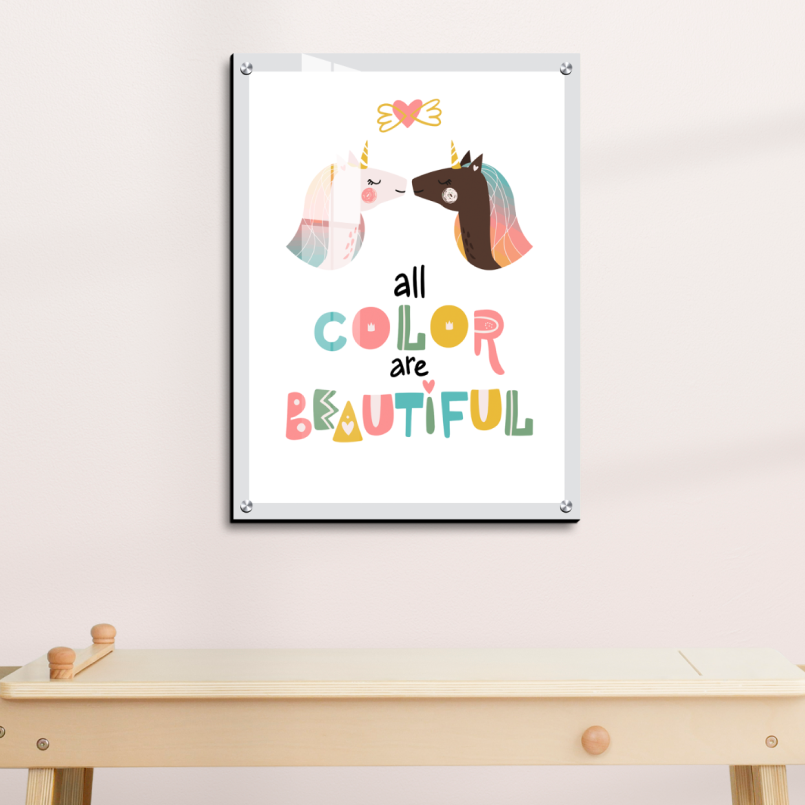 Colorful Unicorn Wood Print Wall Art