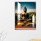 Buddha Meditating in Mountains Wood Print Wall Art