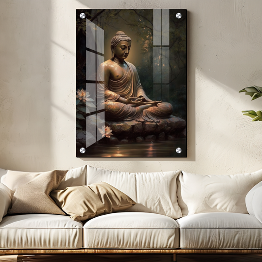 Meditating Buddha Wood Print Wall Art