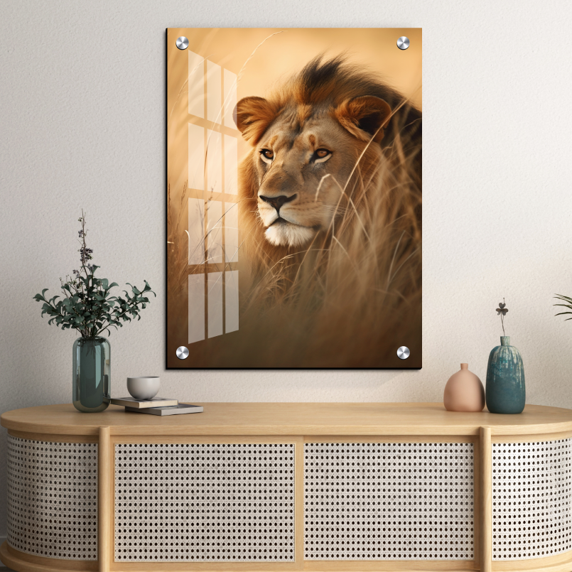 Lion Face Wood Print Wall Art