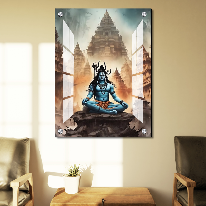 Shiv Ji Mahadev in Kedarnath Wood Print Wall Art