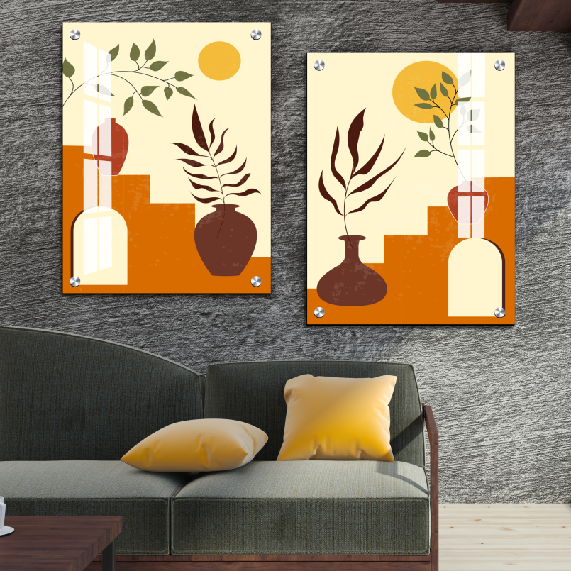 Botanical Boho Wood Print Wall Art Set of 2